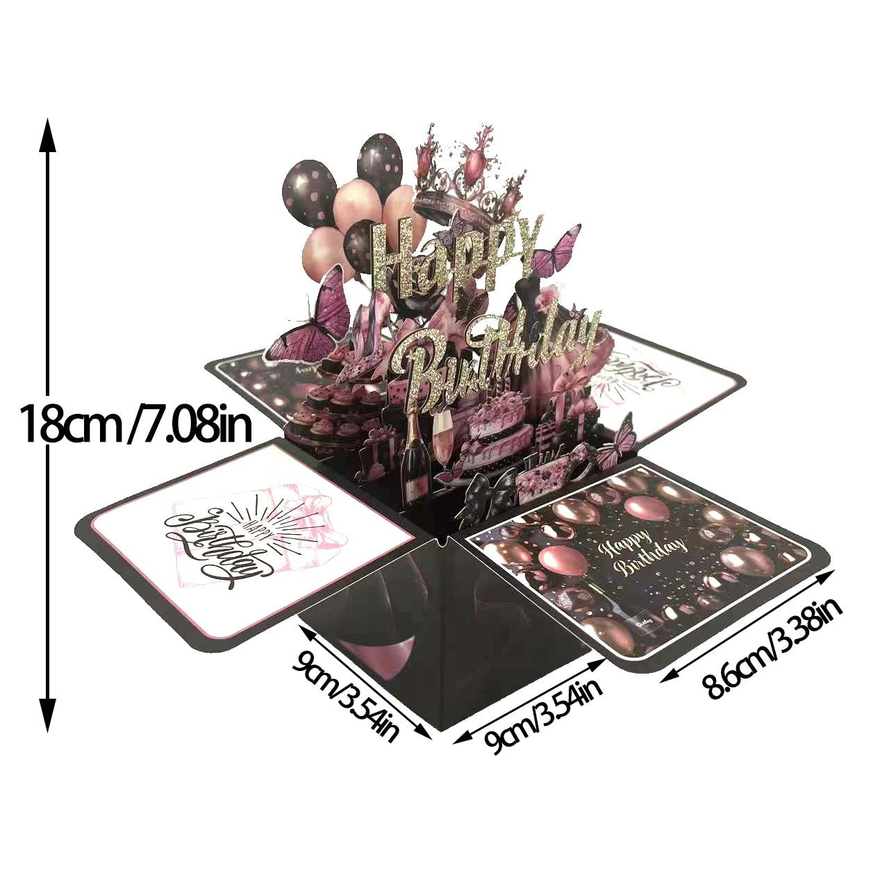 3D Pop-Up Birthday Explosion Box Card with Envelope