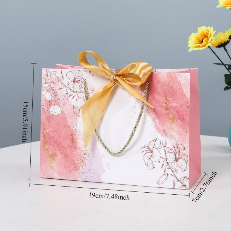 Pink Gradient Print Gift Bag with Bow