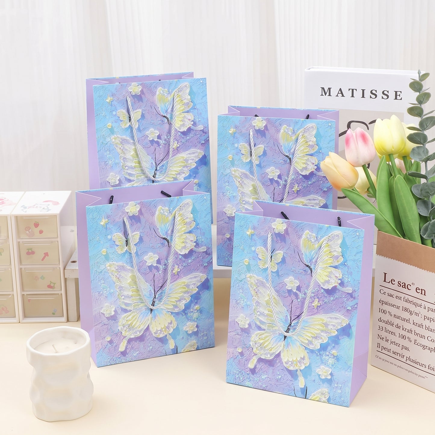 Colorful Butterfly Oil Painting Gift Bag