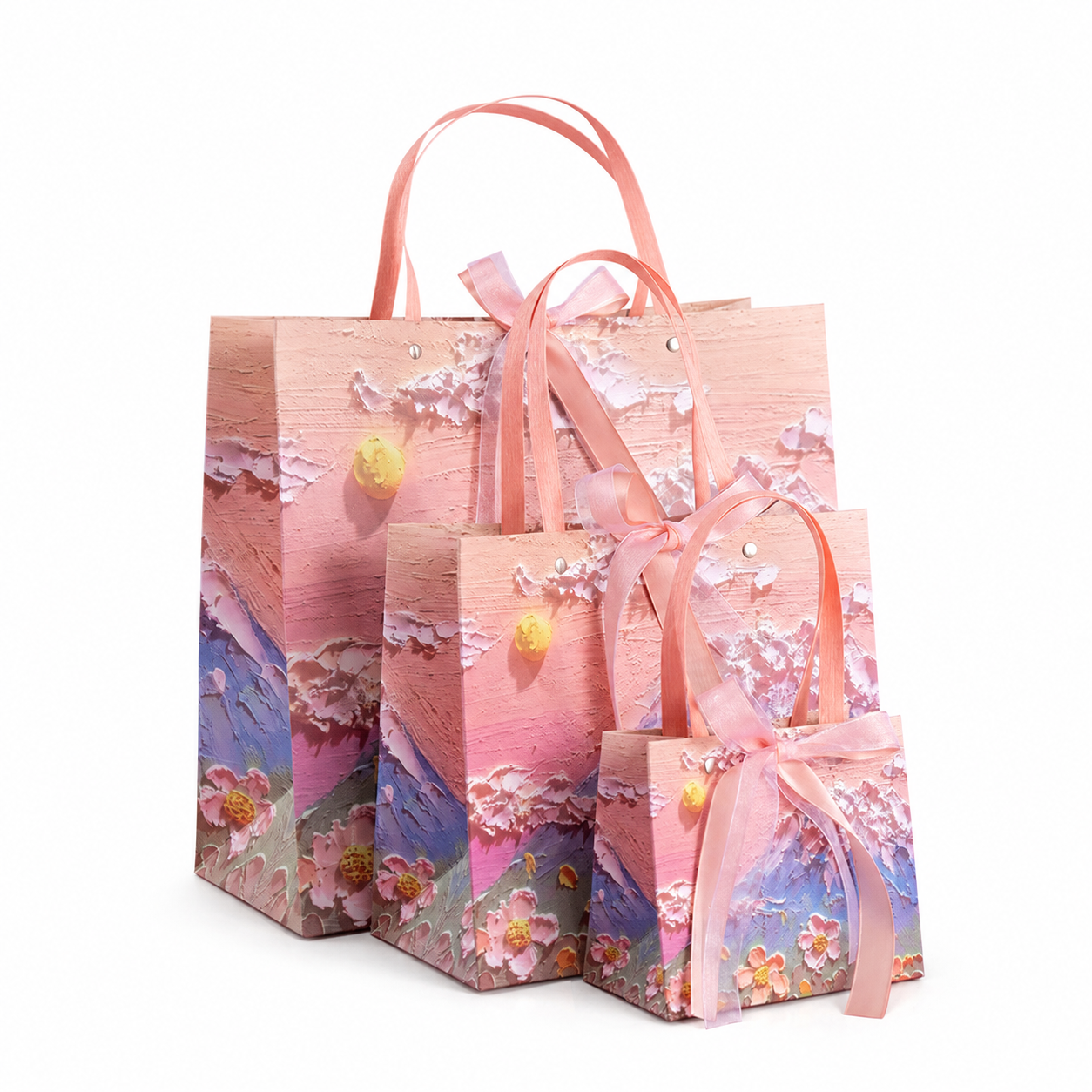 Pink Mountain Floral Oil Painting Gift Box Set