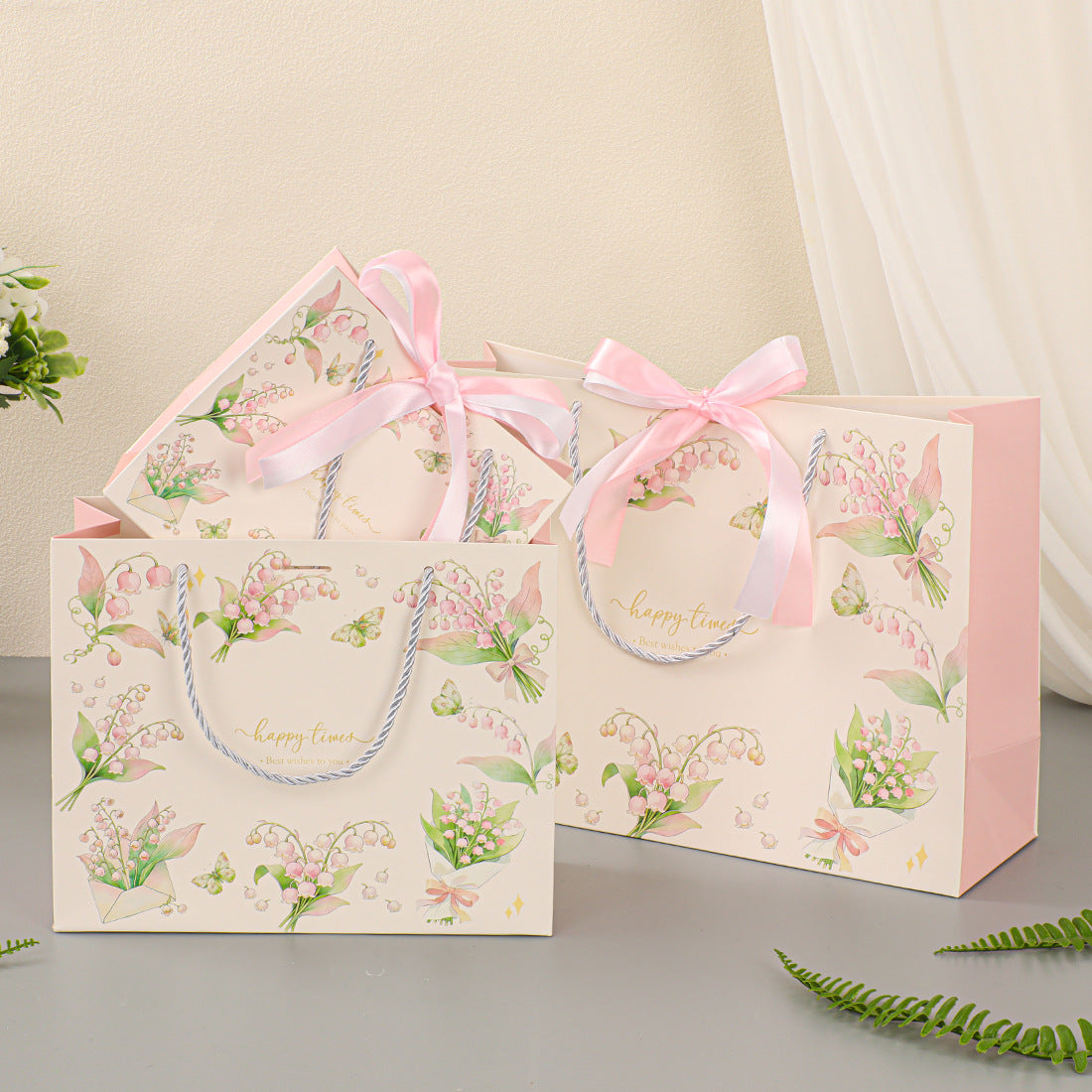 Lily of the Valley Ribbon Gift Paper Bag