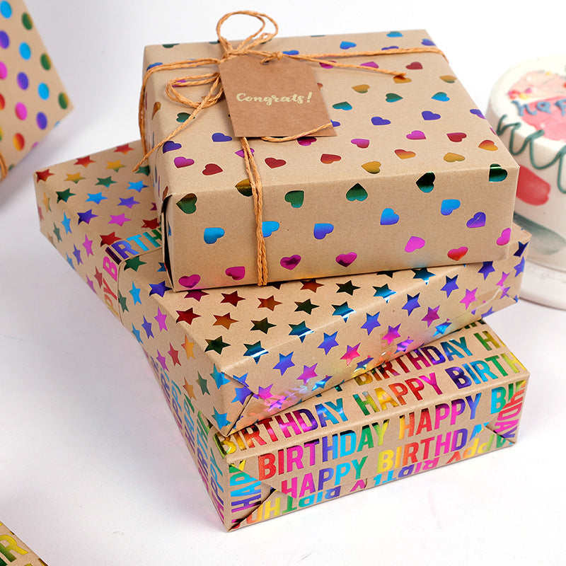 Rainbow Foil Kraft Wrapping Paper Roll | Gift Wrap for Birthday, Valentine's Day & DIY Crafts