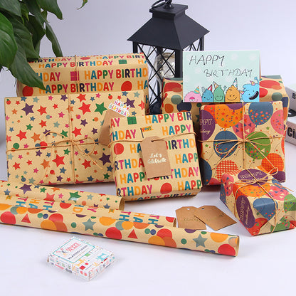 Birthday Kraft Wrapping Paper Set