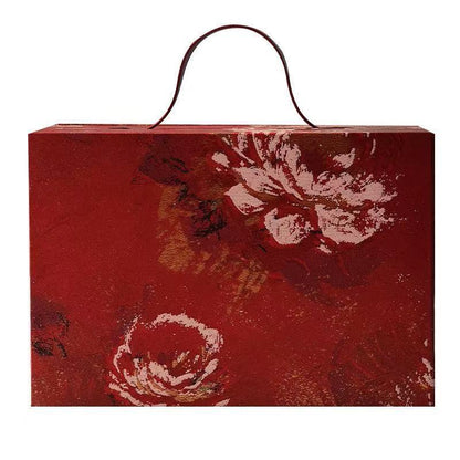 Opulent Red Floral Gift Box with Handle
