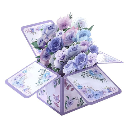 3D Lavender Rose Bouquet Pop-Up Card with Envelope