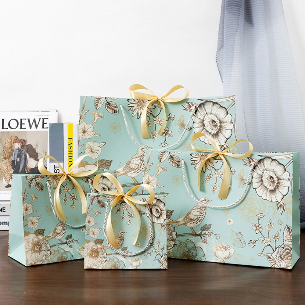 Exquisite vintage floral & bird gift bag with bow
