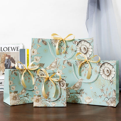Exquisite vintage floral & bird gift bag with bow