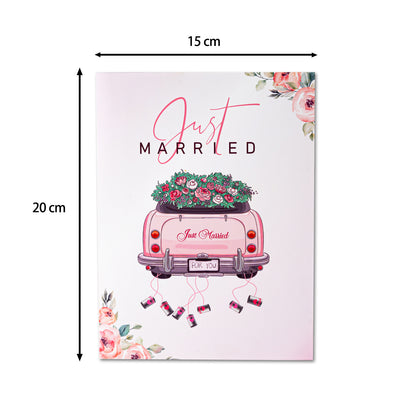3D Pop-Up Wedding Card with Pink Just Married Car