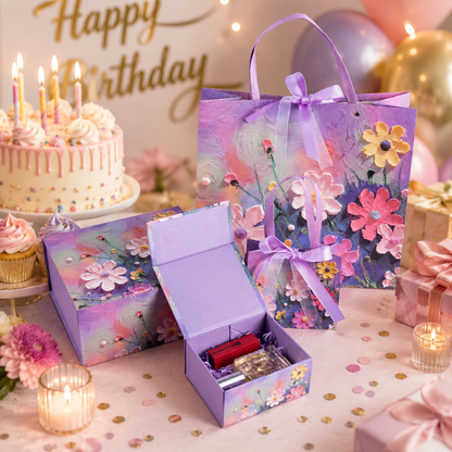Purple Floral Art Print Gift Box Set