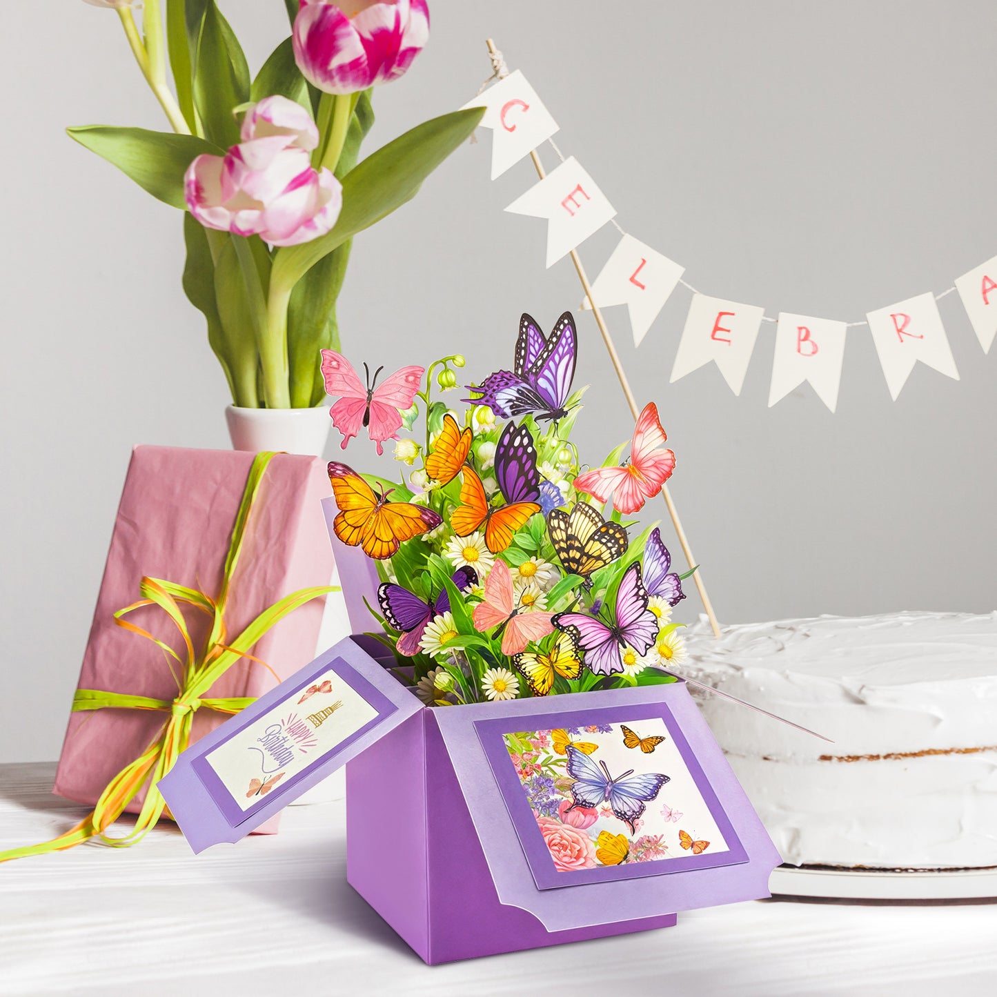 3D Butterfly Bouquet Pop-Up Birthday Card