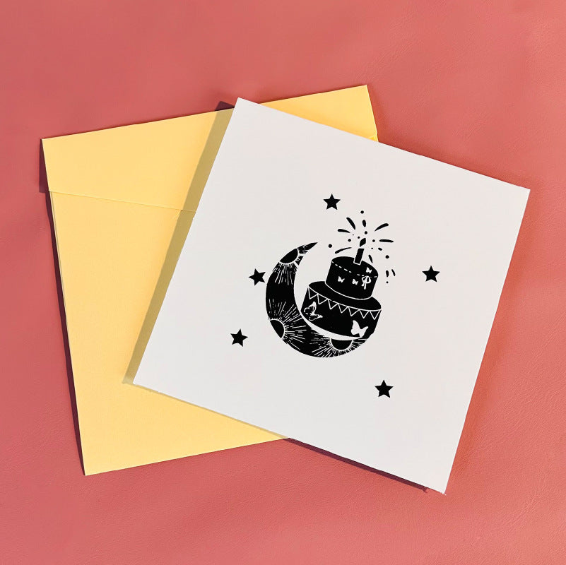 Light-Up Holographic 3D Pop-Up Birthday Cake Card with Envelope