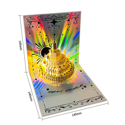 Light-Up Holographic 3D Pop-Up Birthday Cake Card with Envelope
