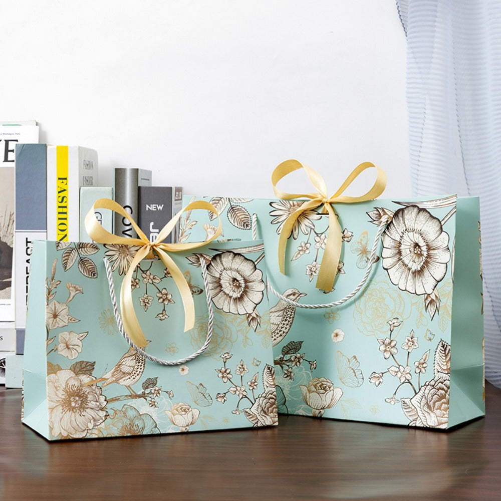 Exquisite vintage floral & bird gift bag with bow