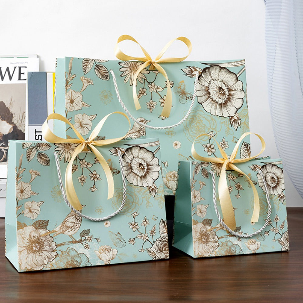 Exquisite vintage floral & bird gift bag with bow