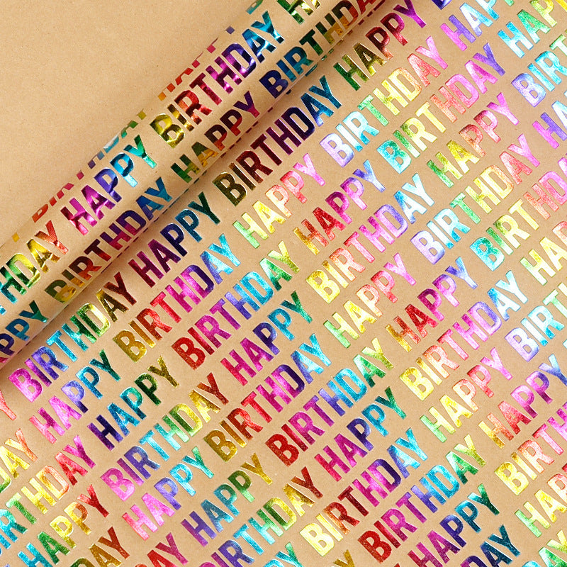 Rainbow Foil Kraft Wrapping Paper Roll | Gift Wrap for Birthday, Valentine's Day & DIY Crafts