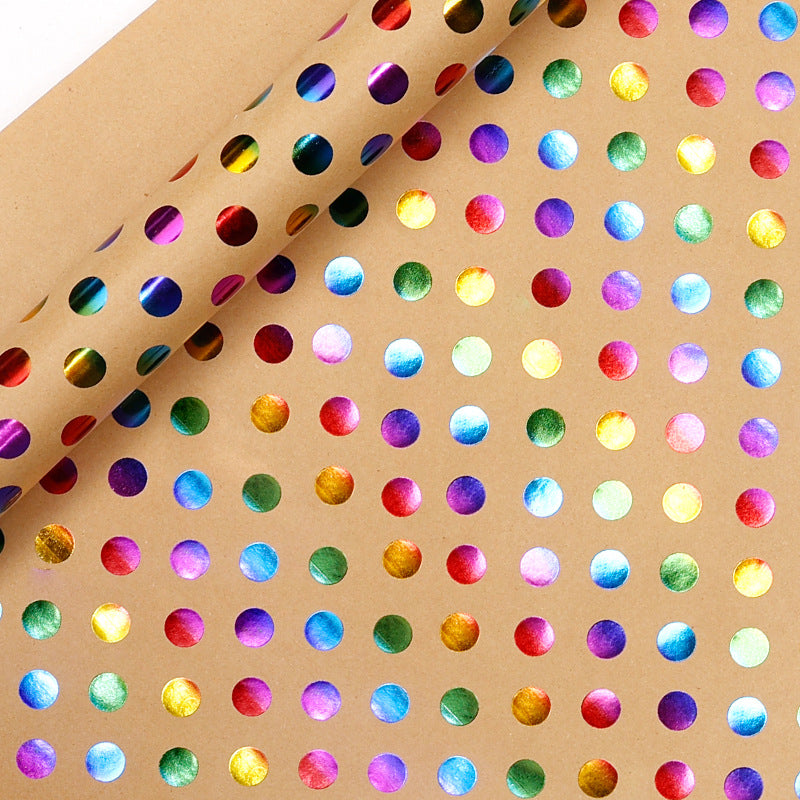 Rainbow Foil Kraft Wrapping Paper Roll | Gift Wrap for Birthday, Valentine's Day & DIY Crafts