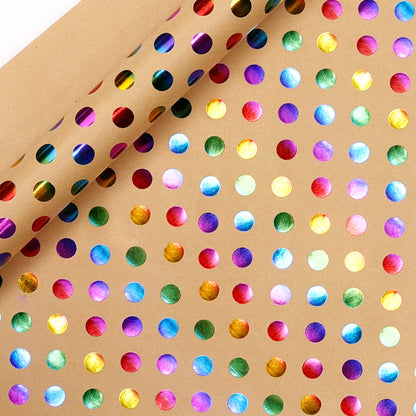 Rainbow Foil Kraft Wrapping Paper Roll | Gift Wrap for Birthday, Valentine's Day & DIY Crafts