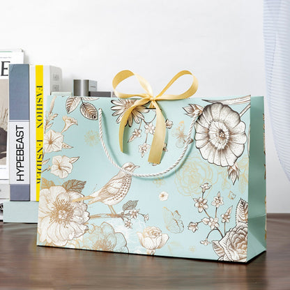 Exquisite vintage floral & bird gift bag with bow