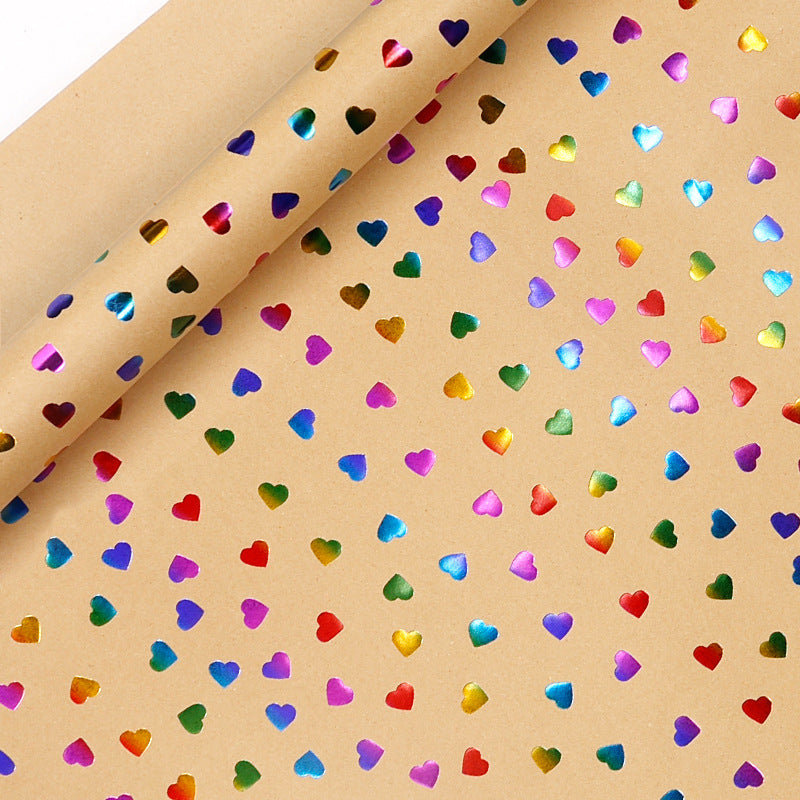 Rainbow Foil Kraft Wrapping Paper Roll | Gift Wrap for Birthday, Valentine's Day & DIY Crafts