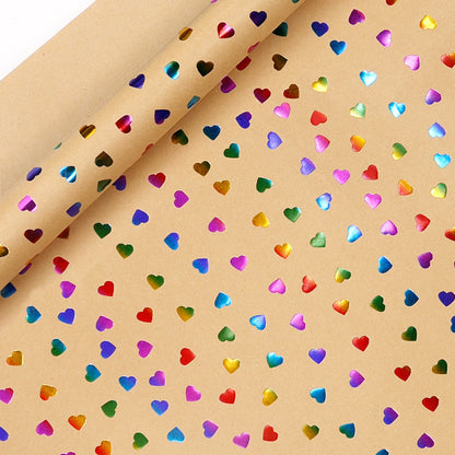Rainbow Foil Kraft Wrapping Paper Roll | Gift Wrap for Birthday, Valentine's Day & DIY Crafts