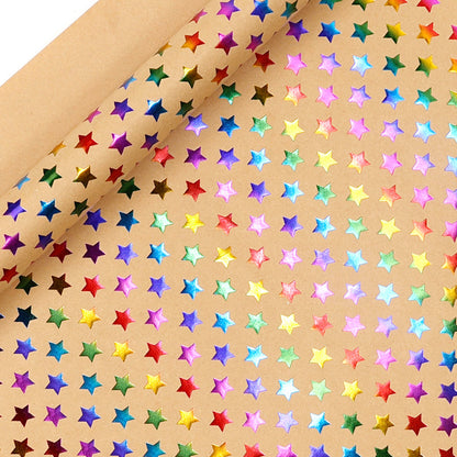 Rainbow Foil Kraft Wrapping Paper Roll | Gift Wrap for Birthday, Valentine's Day & DIY Crafts