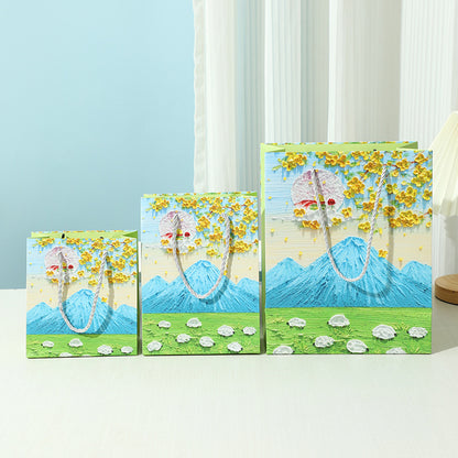 Blooming Mountain Flowers Oil Painting Gift Bag