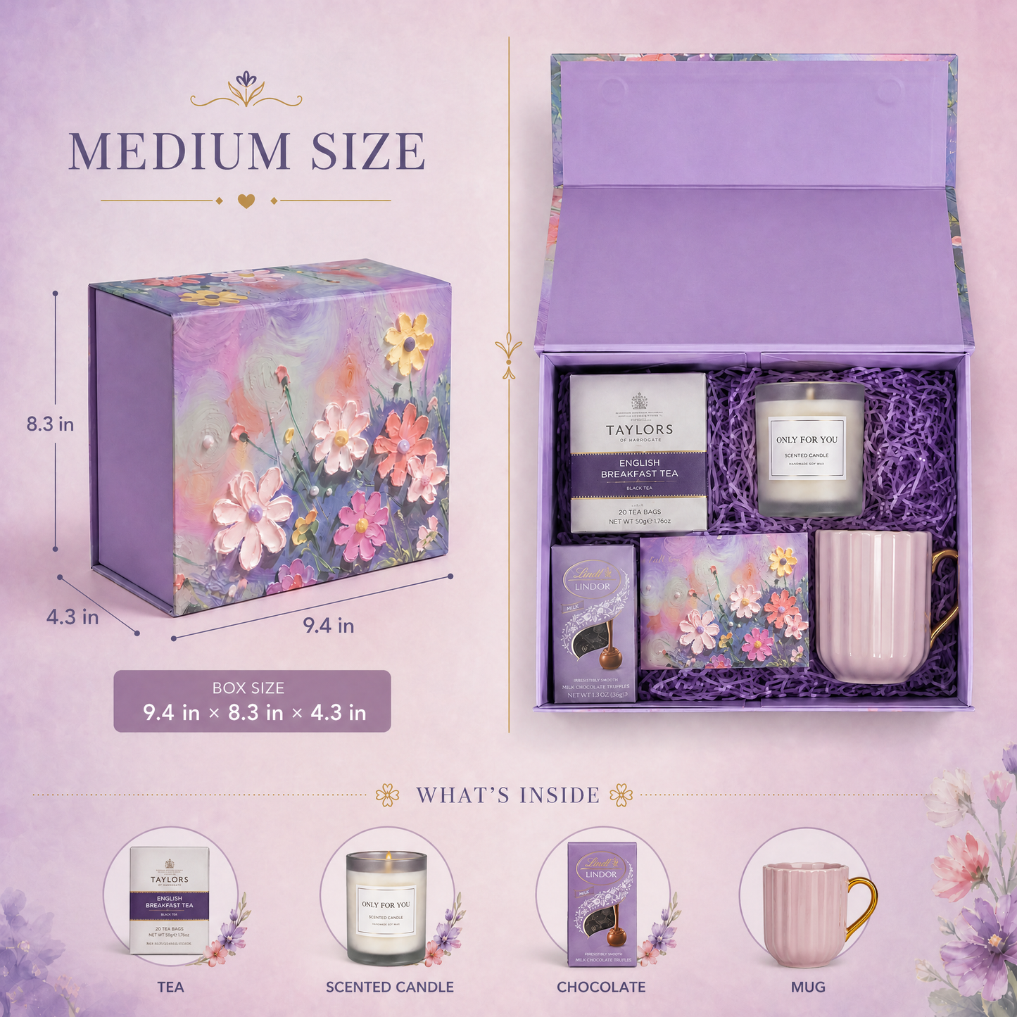 Purple Floral Art Print Gift Box Set