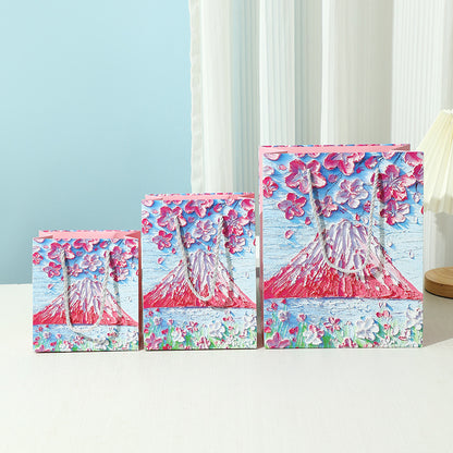 Mount Fuji & Flying Cherry Blossoms Oil Painting Gift Bag
