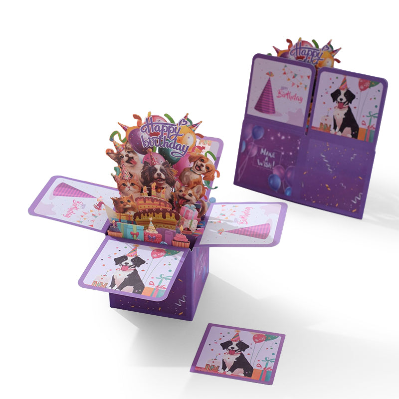 Happy Puppy Party 3D Pop-Up Explosion Box Card