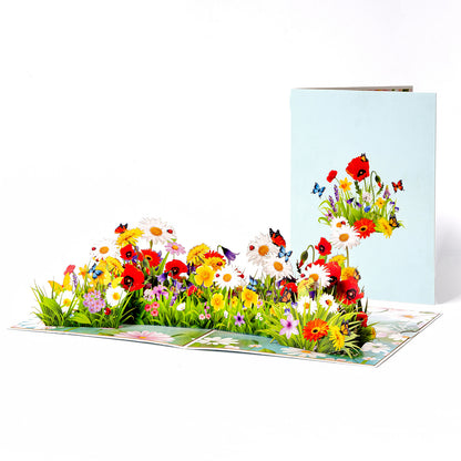 Butterfly Flower Field 3D Pop-Up Greeting Card