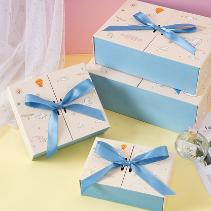 Beige Unicorn Bow Double-Opening Gift Box
