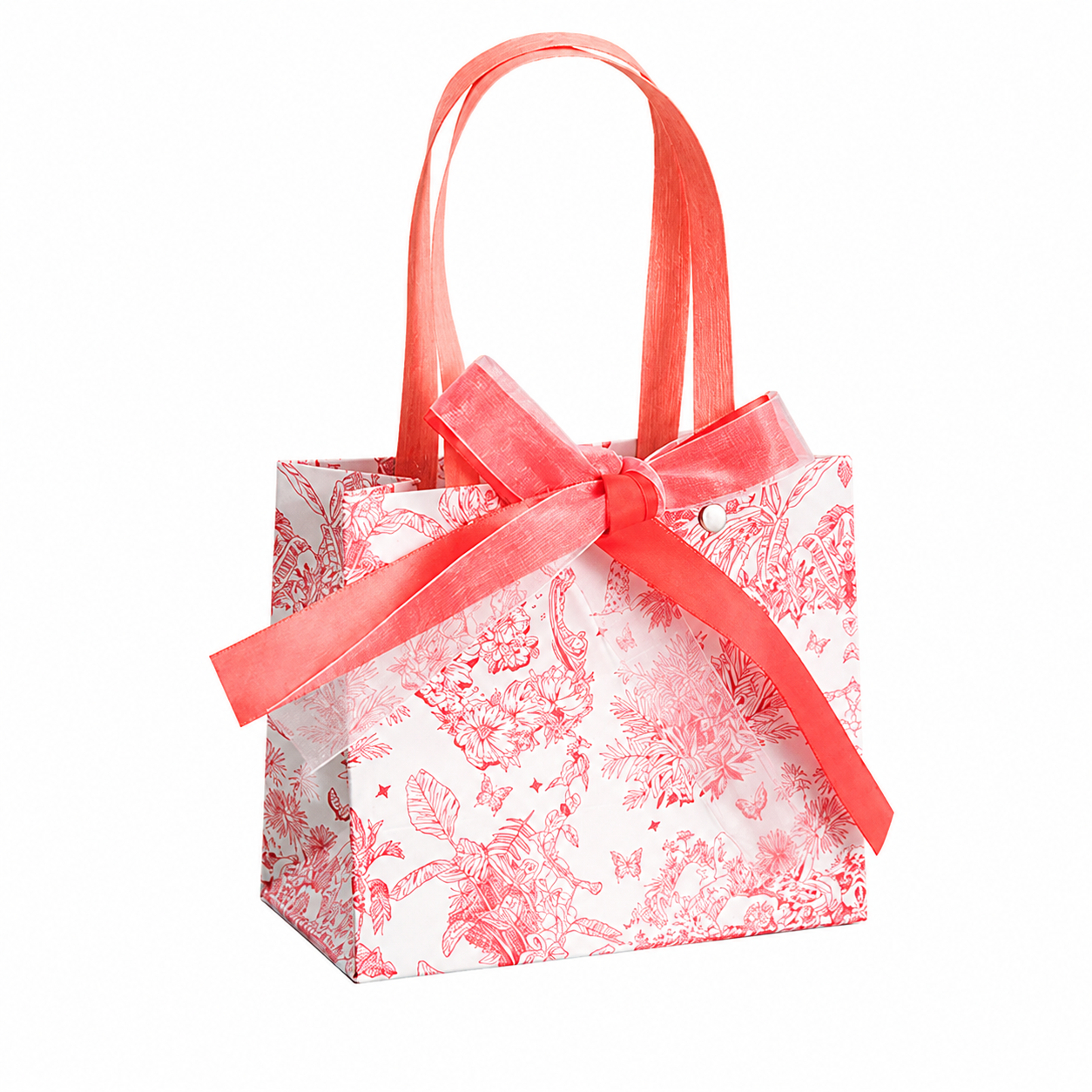 Pink Botanical Toile Gift Bag