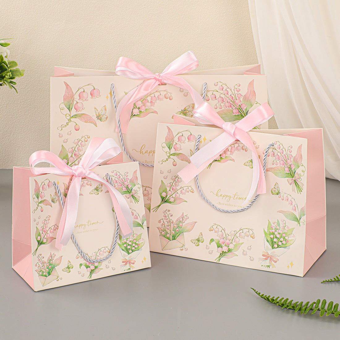 Lily of the Valley Ribbon Gift Paper Bag
