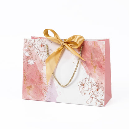 Pink Gradient Print Gift Bag with Bow