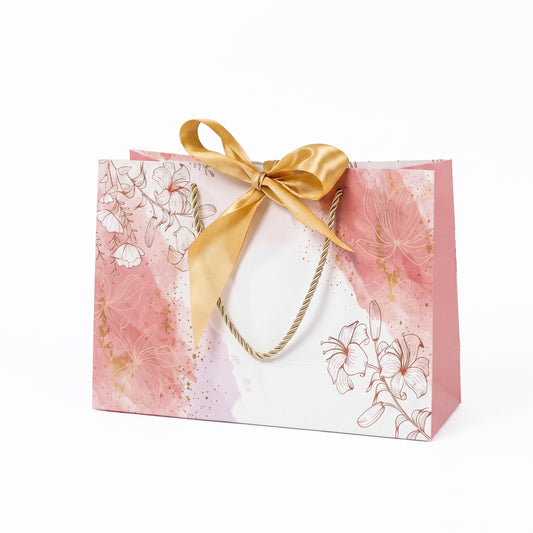 Pink Gradient Print Gift Bag with Bow