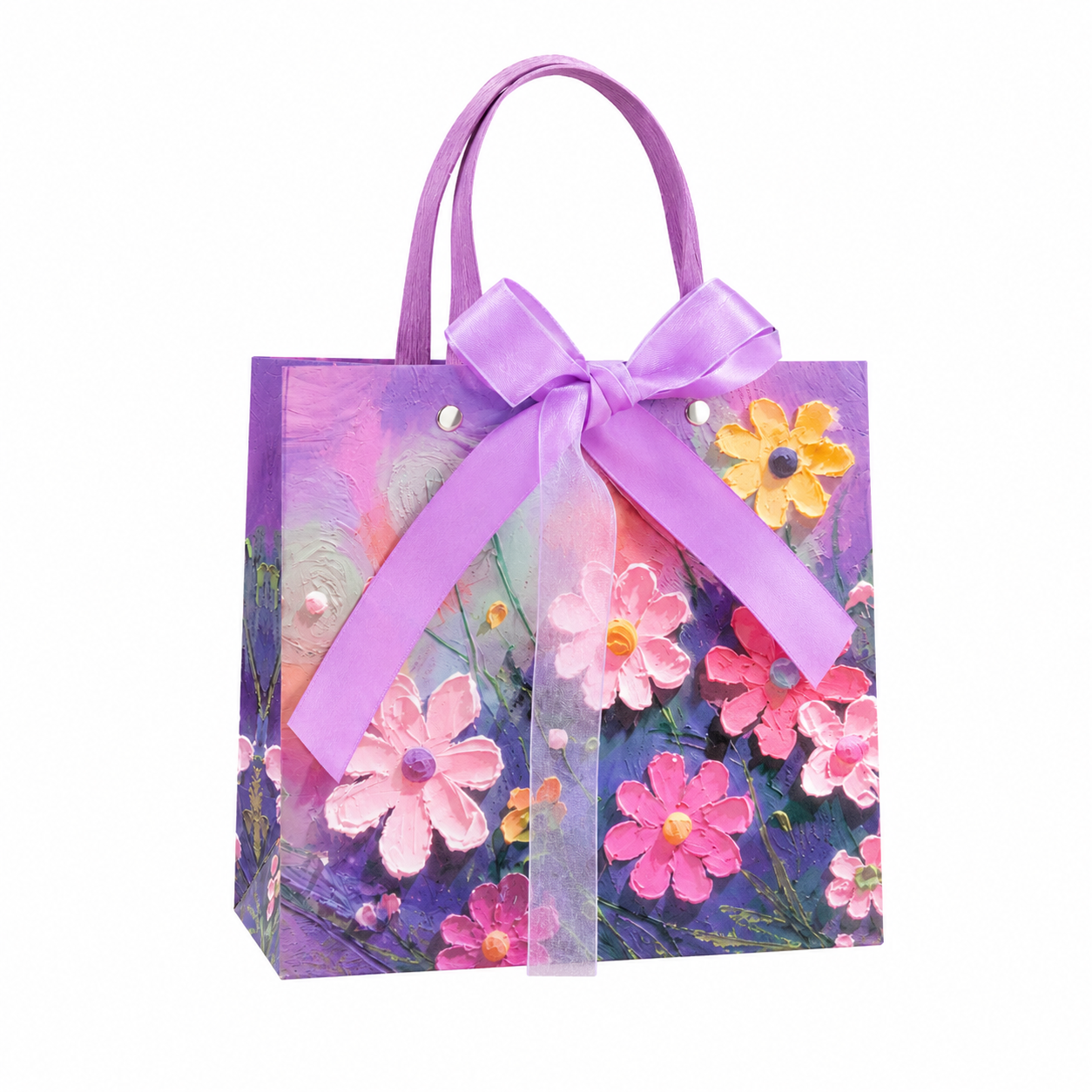 Purple Floral Oil Painting Gift Bag