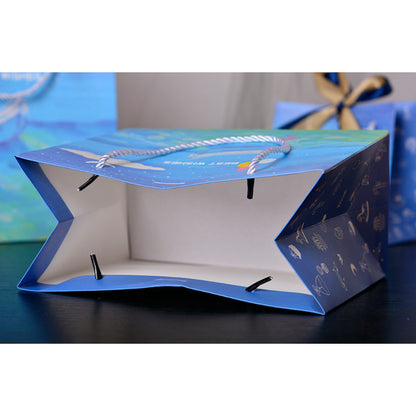 Gift Bag with Oil Painting Boat Pattern & Bow Decoration