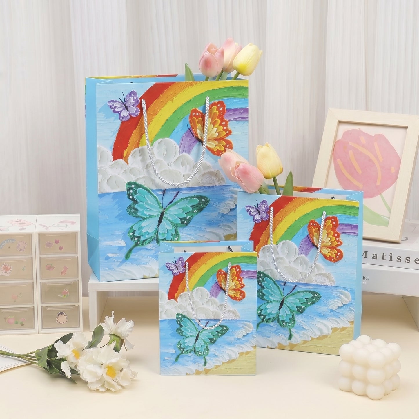 Butterfly & Rainbow Oil Painting Gift Bag