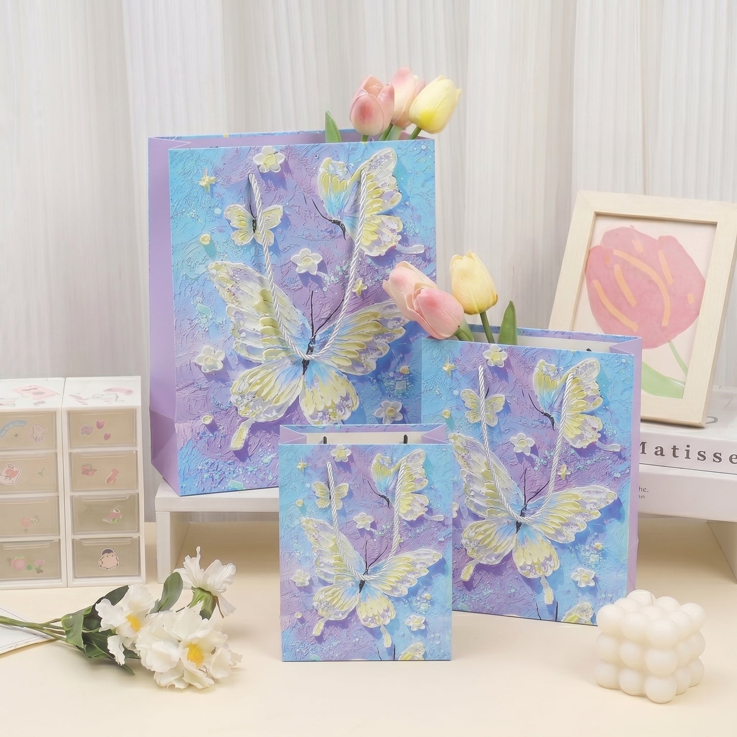 Colorful Butterfly Oil Painting Gift Bag