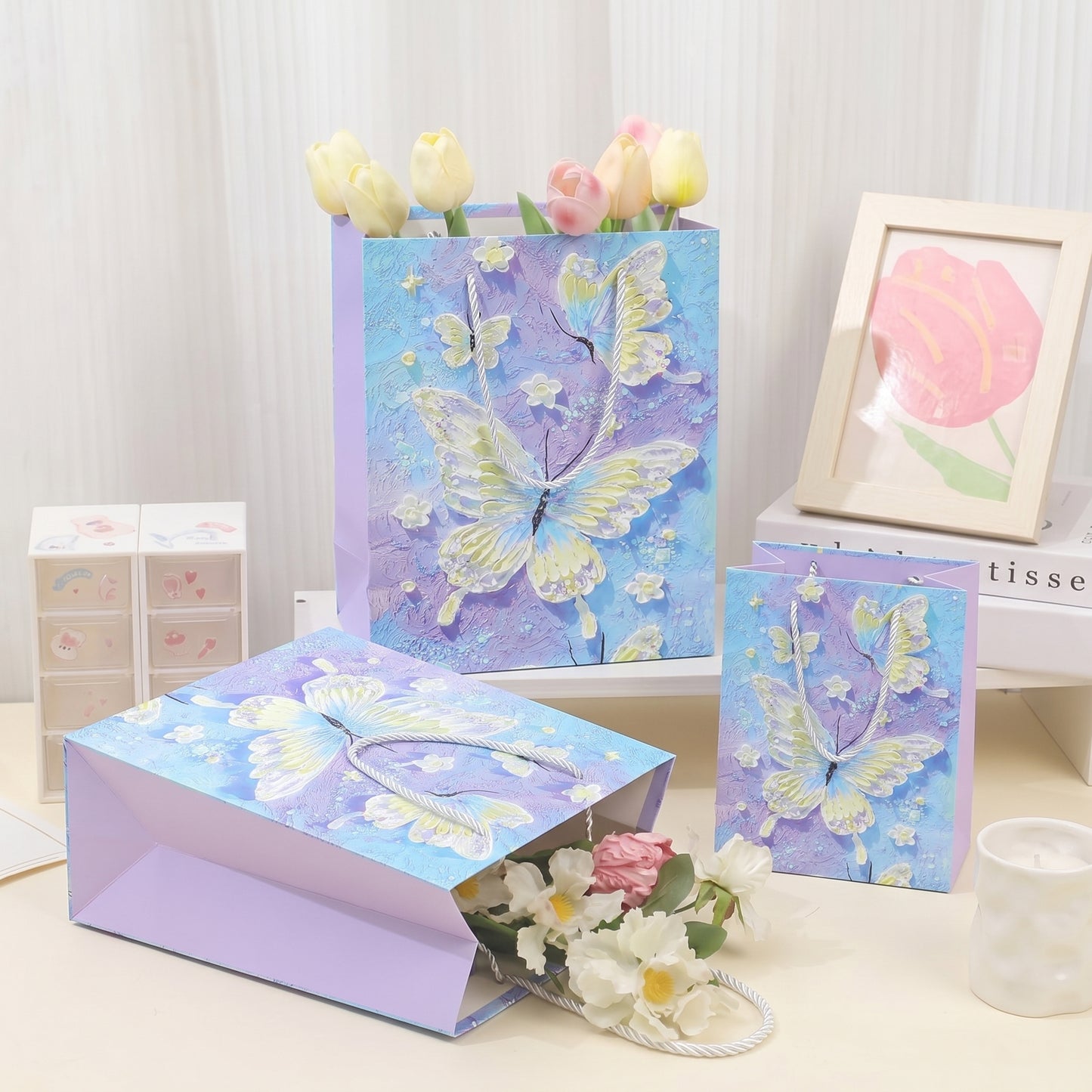 Colorful Butterfly Oil Painting Gift Bag