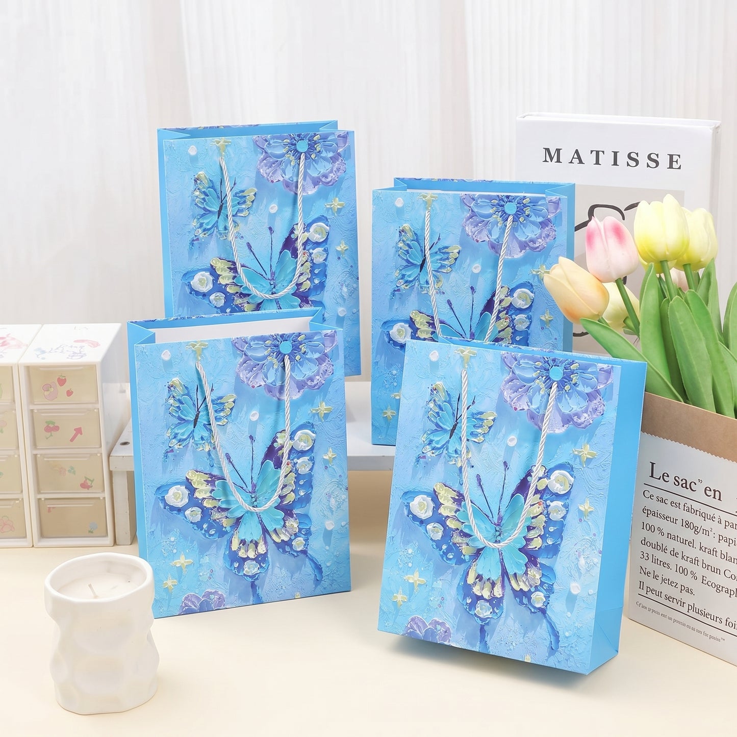 Blue Butterfly Oil Painting Gift Bag