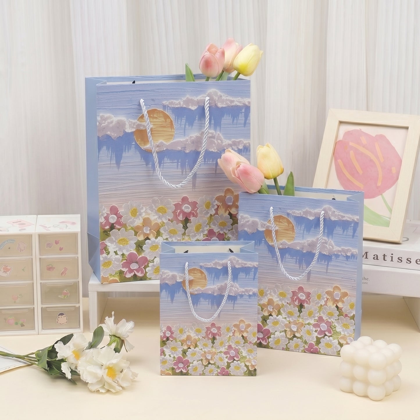 White Cloud & Flower Sea Oil Painting Gift Bag