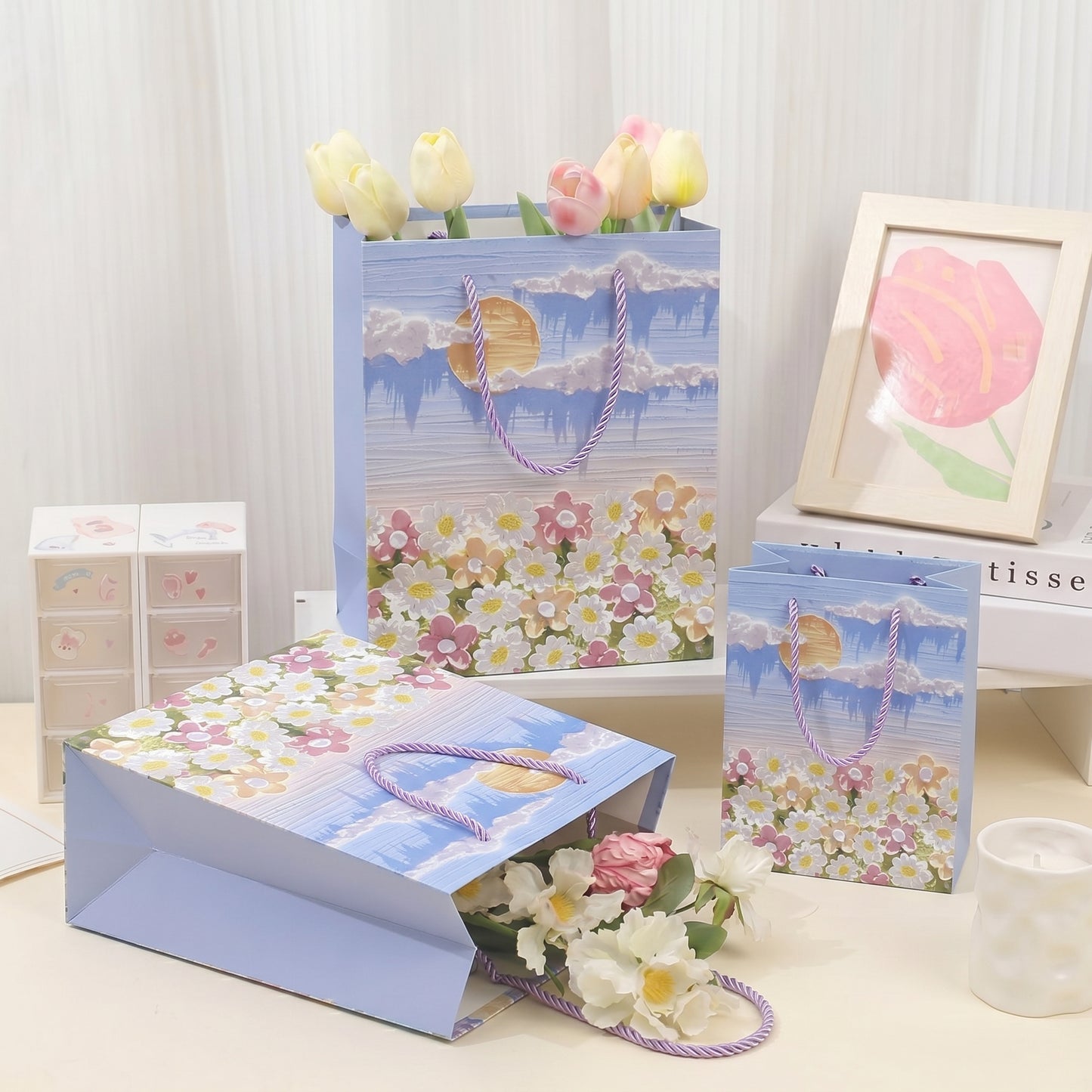 White Cloud & Flower Sea Oil Painting Gift Bag
