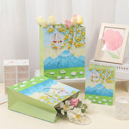 Blooming Mountain Flowers Oil Painting Gift Bag