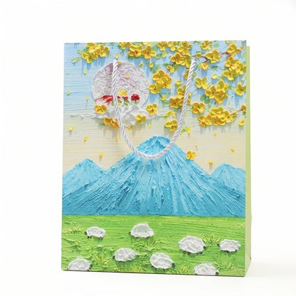 Blooming Mountain Flowers Oil Painting Gift Bag