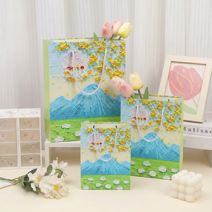 Blooming Mountain Flowers Oil Painting Gift Bag
