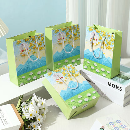 Blooming Mountain Flowers Oil Painting Gift Bag