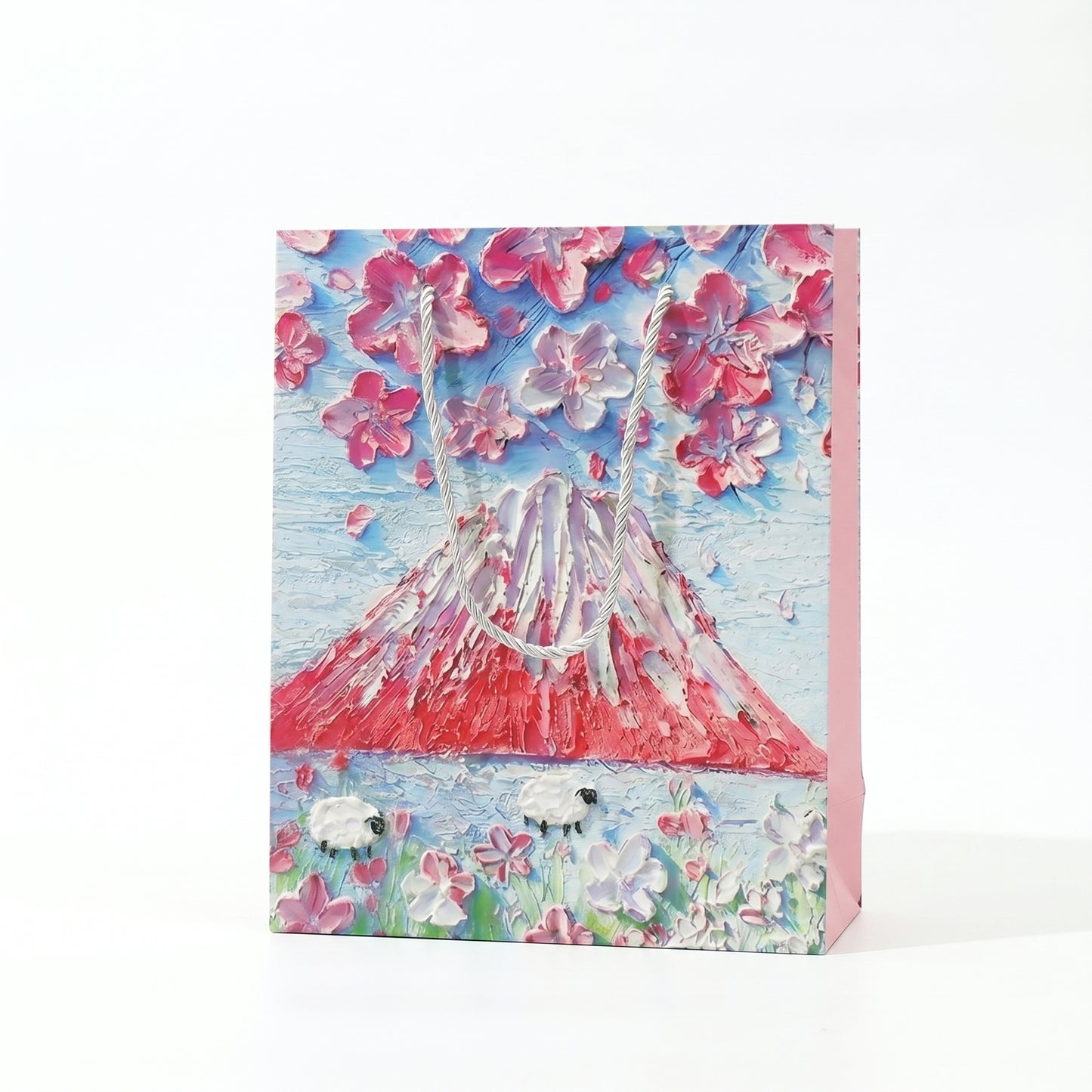 Mount Fuji & Flying Cherry Blossoms Oil Painting Gift Bag