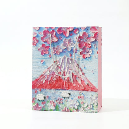 Mount Fuji & Flying Cherry Blossoms Oil Painting Gift Bag