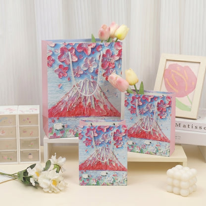 Mount Fuji & Flying Cherry Blossoms Oil Painting Gift Bag